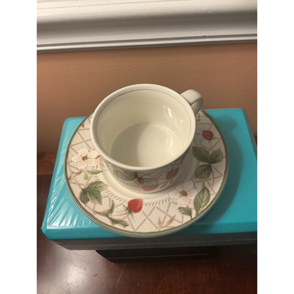 Mikasa Intaglio Strawberry Fair CAC55 Cup and Saucer Set Stoneware Malaysia